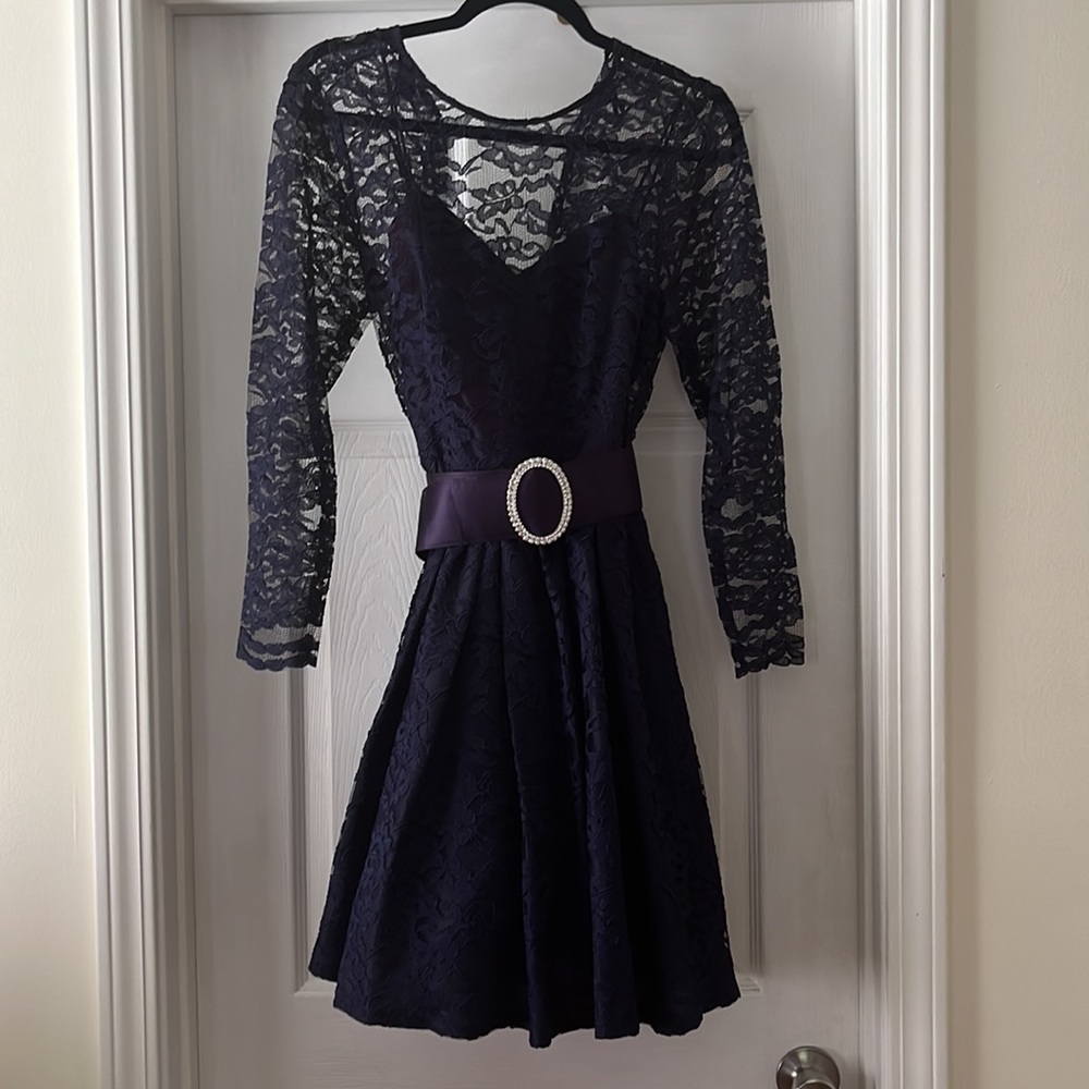 navy blue lace dress